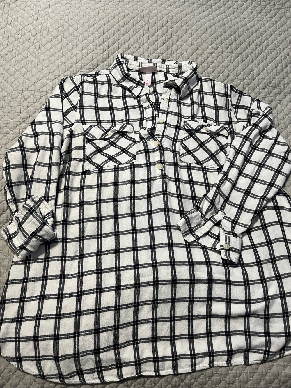 Isabel Maternity by Ingrid & Isabel Black and White Plaid Maternity Blouse